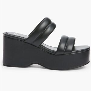 BP. Raquelle Black Chunky Platform Strappy Wedge Sandal